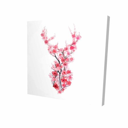 FONDO 16 x 16 in. Deer In Cherry Blossoms-Print on Canvas FO2789232